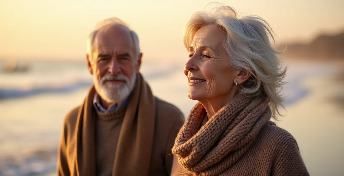Morgendlicher Strandspaziergang an der Ostsee während der goldenen Stunde